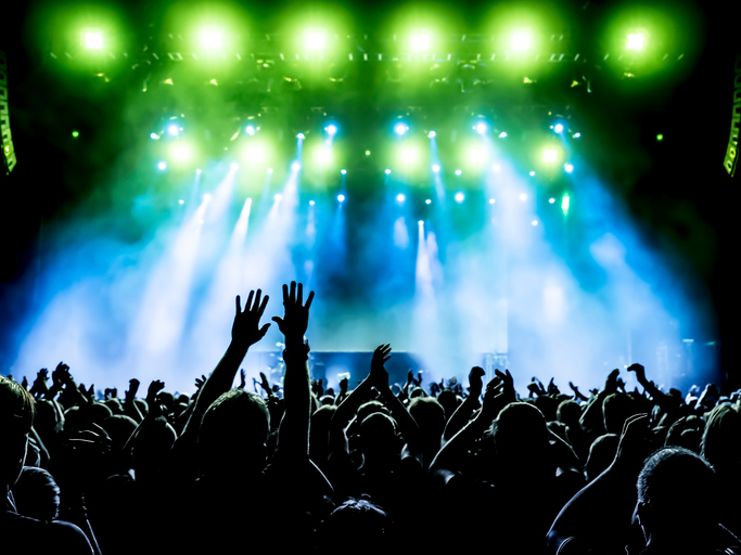 Silhouettes of crowd at a rock concert